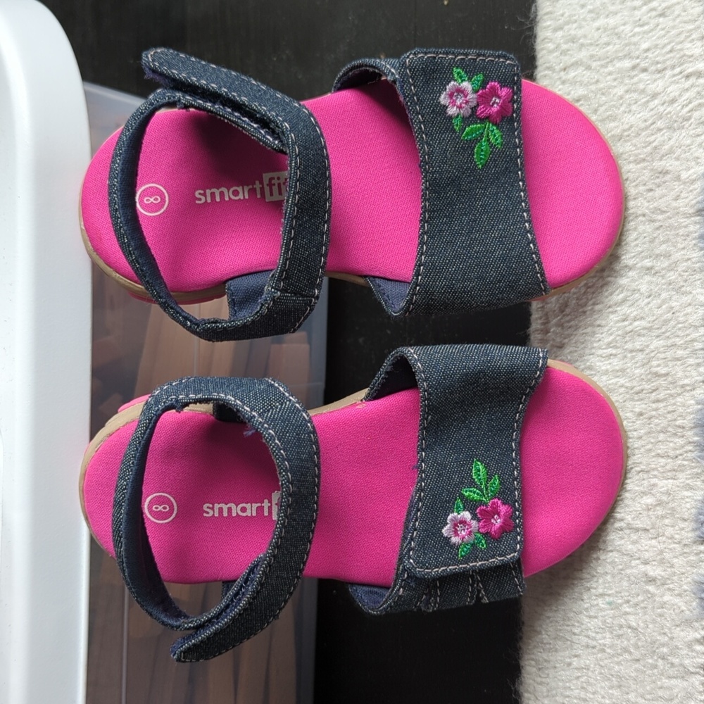 SmartFit Toddler Girls' Denim Flower Sandals Size 8